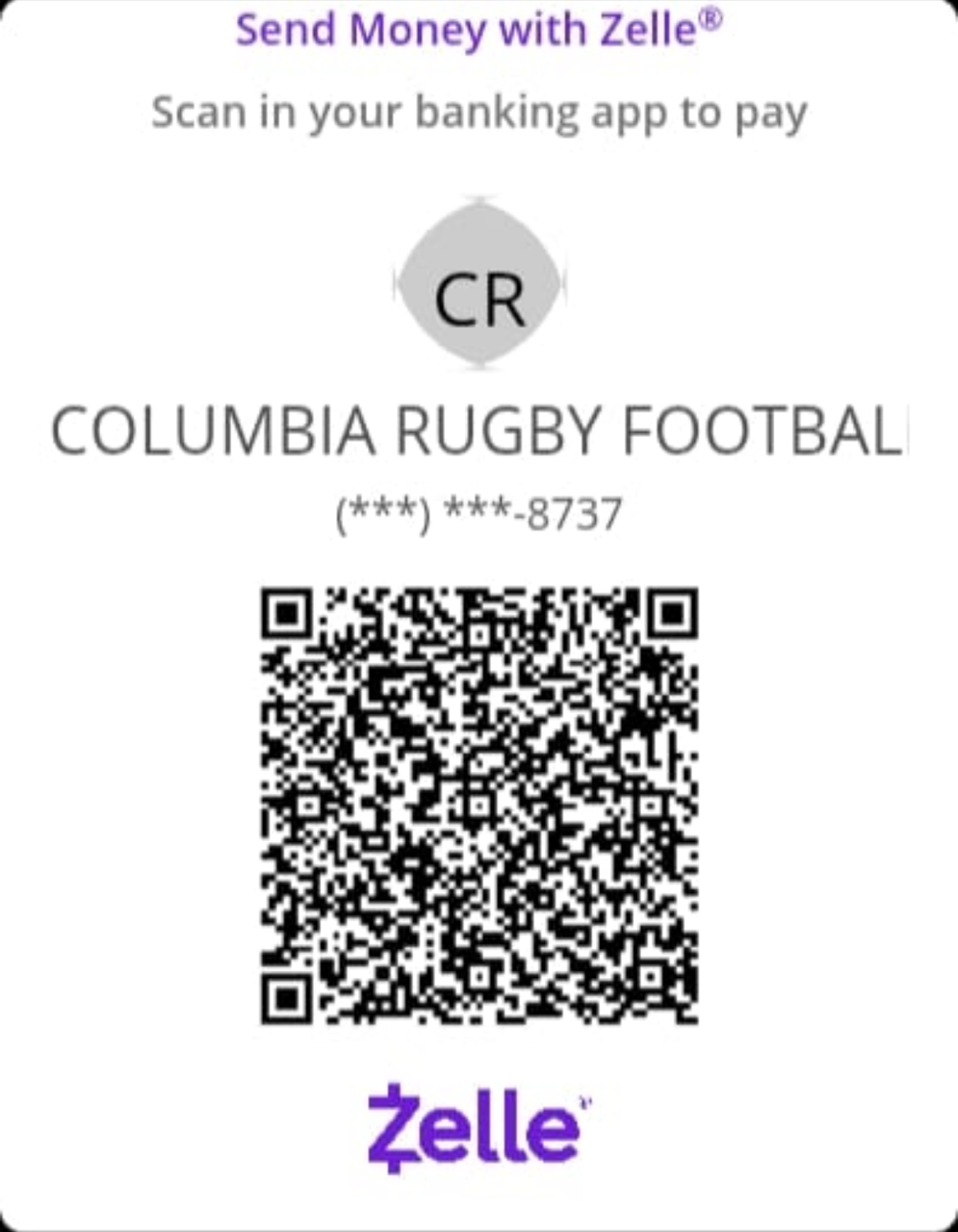 Zelle QR code for Columbia Rugby Football