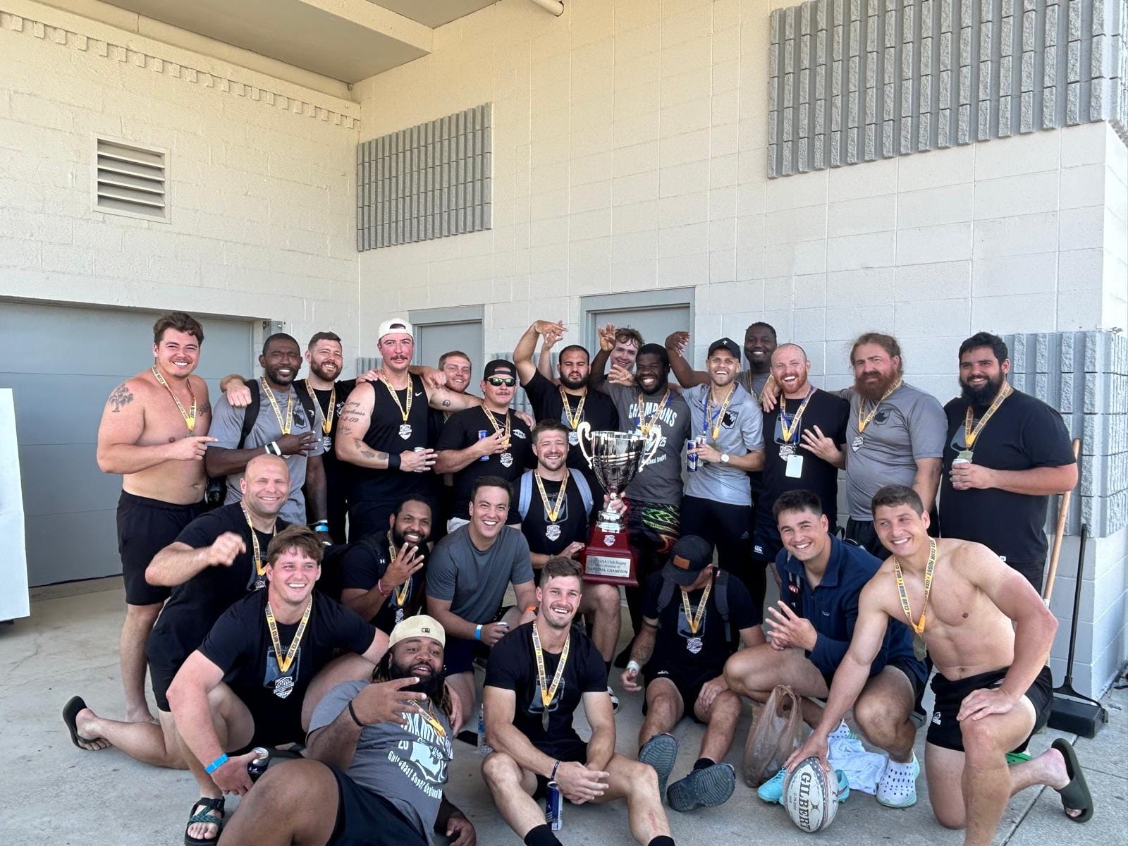 Columbia Rhinos players celebrating a national championship together