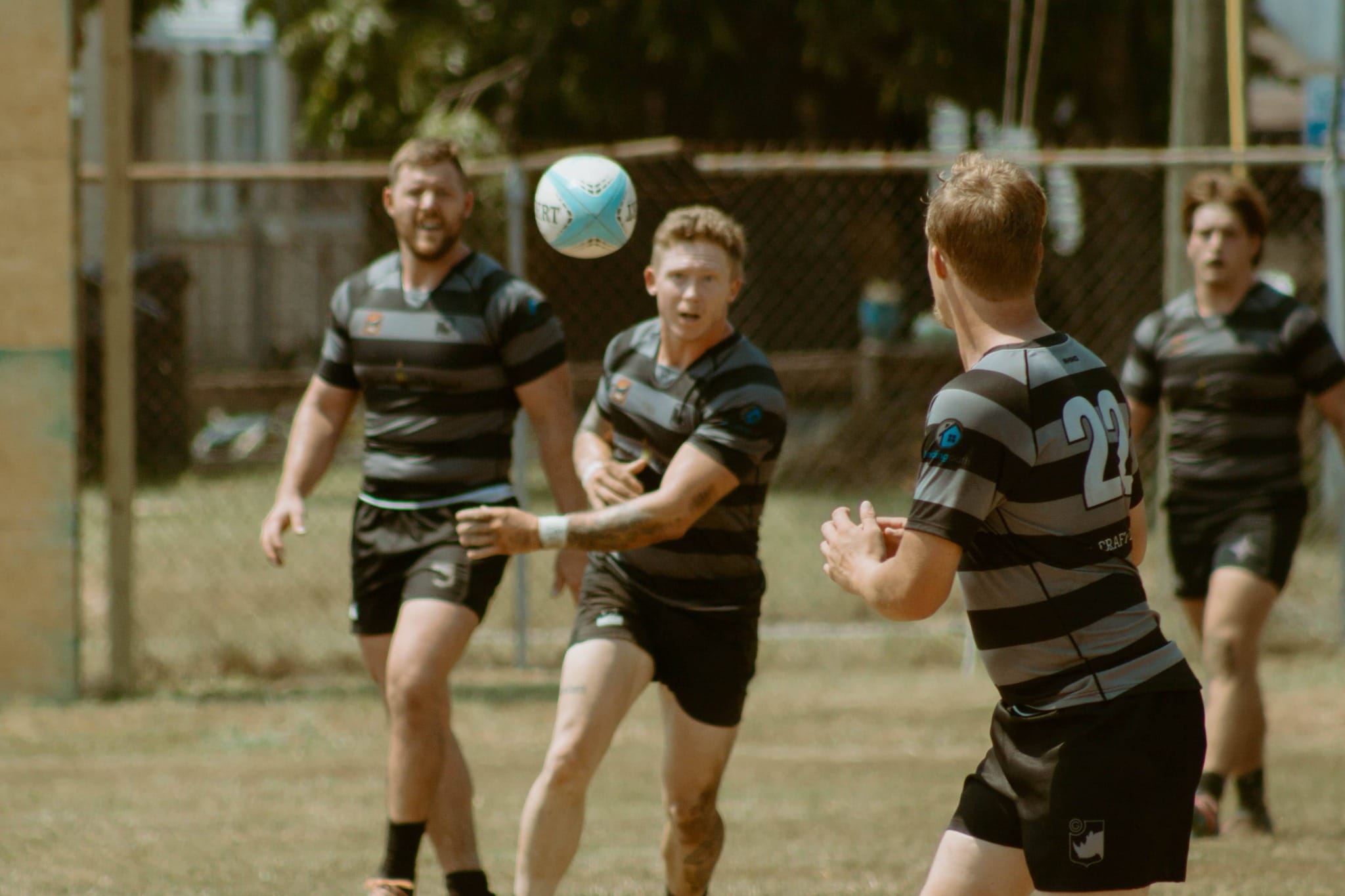 Columbia Rhinos players moving the ball through the backline