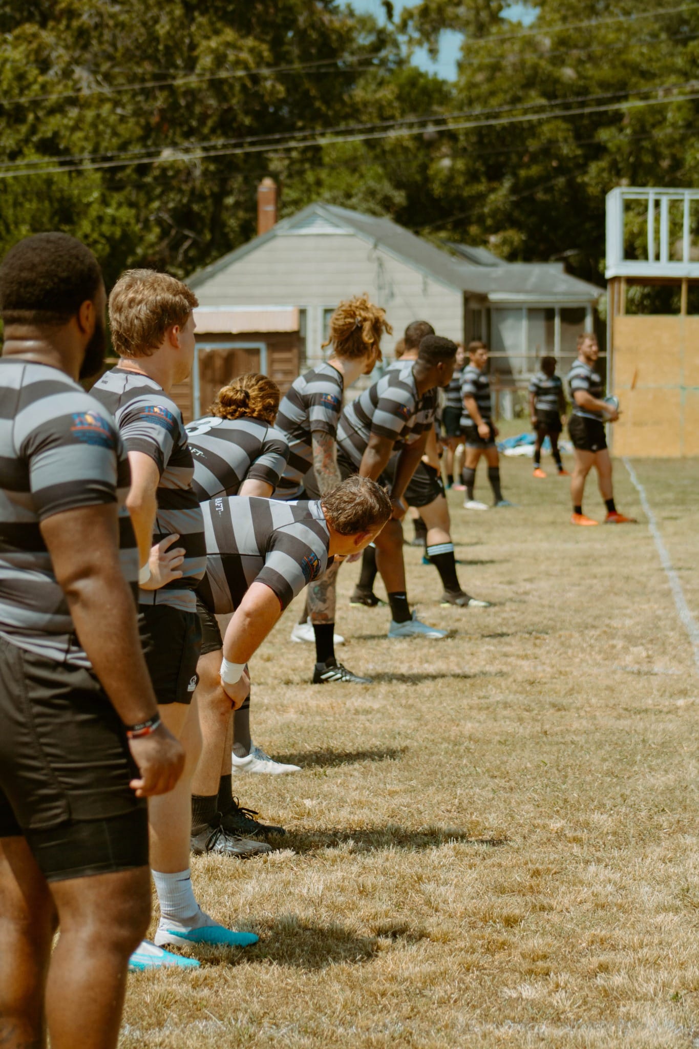 Columbia Rhinos players lined up along the touchline