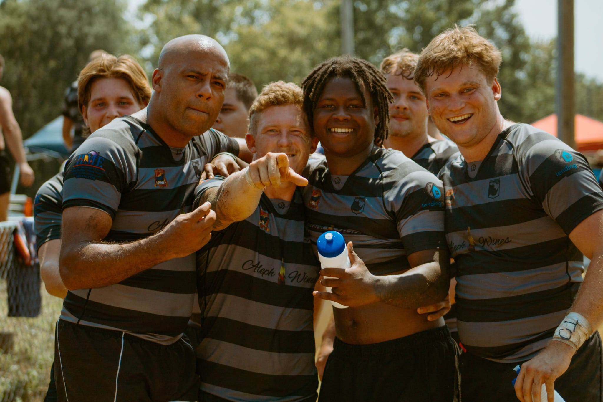 Columbia Rhinos teammates smiling together on match day
